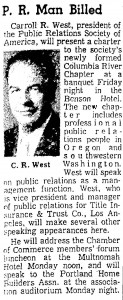 Oregonian -- Sept. 10, 1959 -- National PRSA President to present charter to new Columbia River Chapter